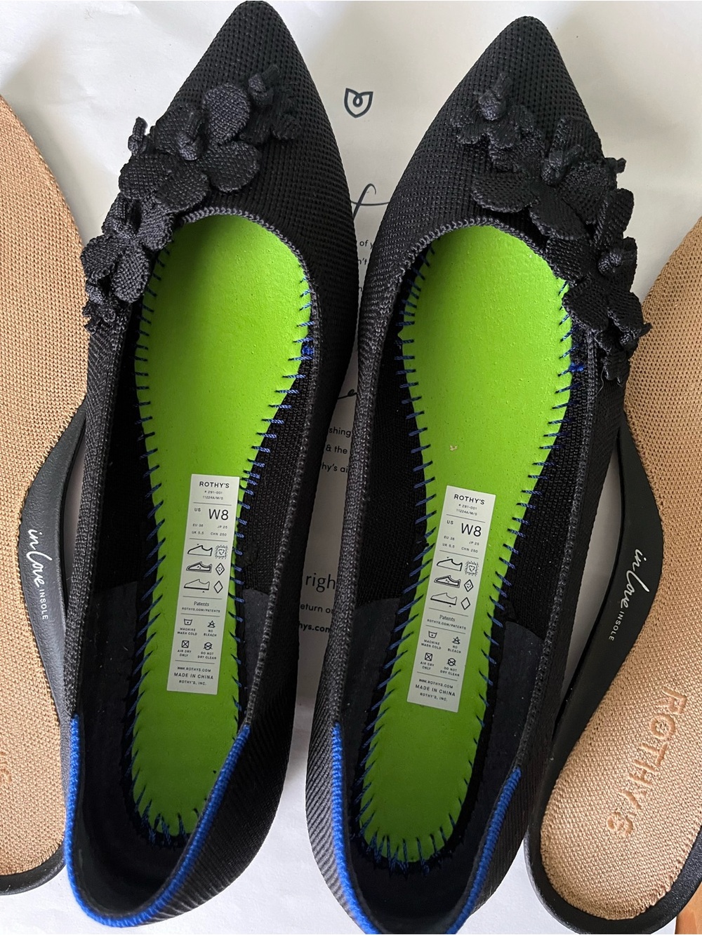 Rothy’s Black Flower Pointe Flats - Picture 10 of 12